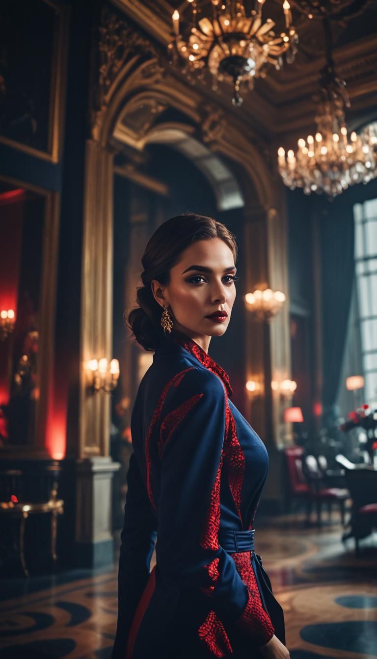 Elegant Woman in Modern Haute Couture Fashion