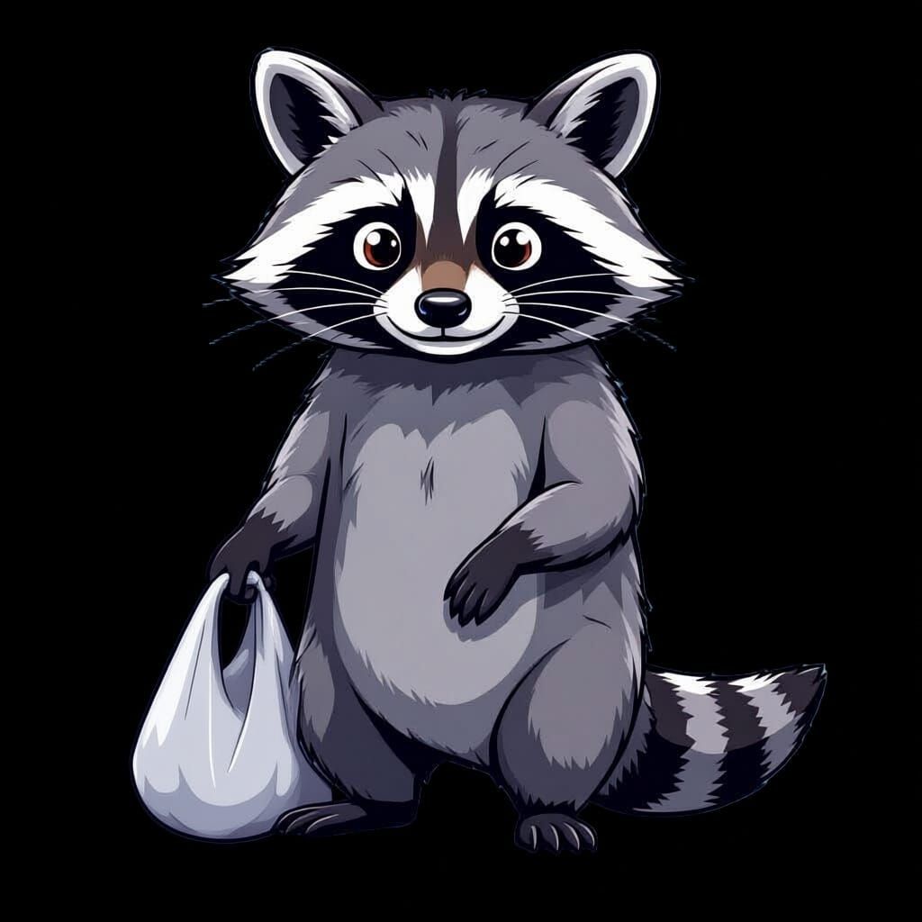 Vector Style Raccoon Standing Straight