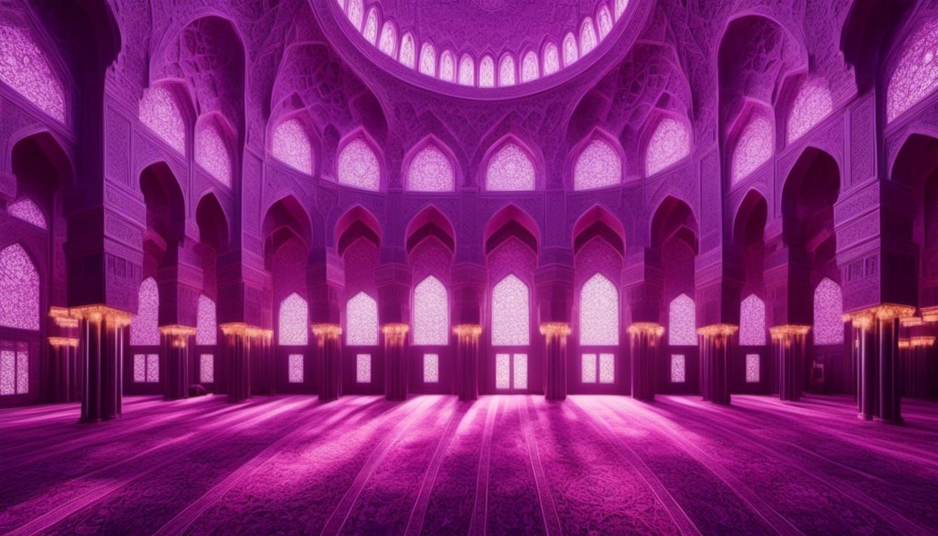 Vibrant Purple Mosque in Ramadan Style
