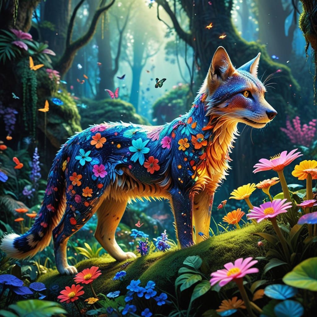 Whimsical Fantastical Creatures in Vibrant Paradise