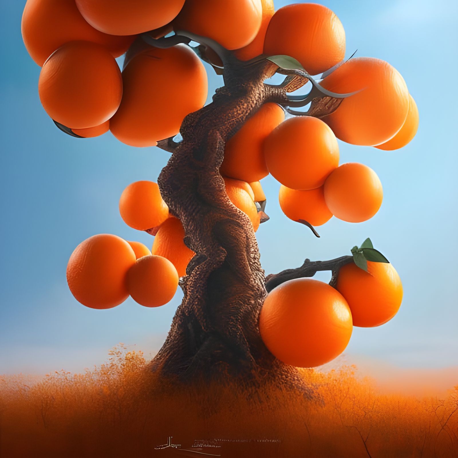 Planetary Orange Tree: Hyperrealistic Digital Art