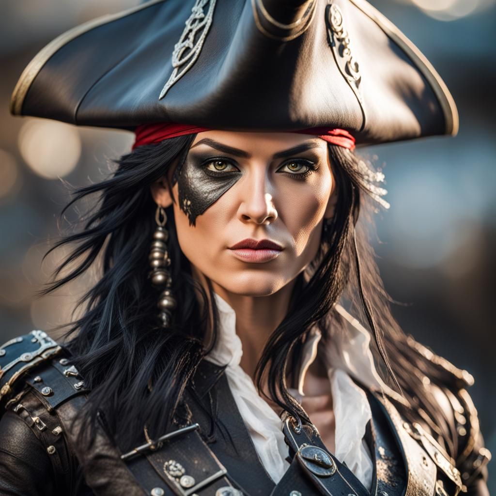 Detailed Portrait of a Female Pirate Captain