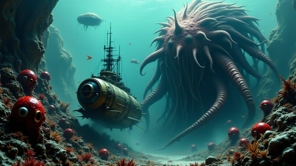 Alien Ocean Exploration: U-Boat Encounters Deep Sea Life