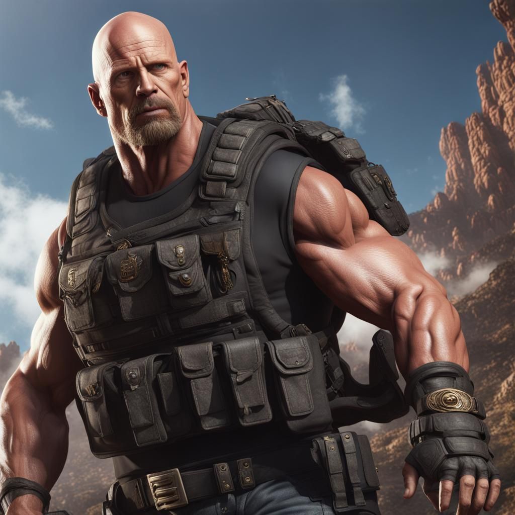 Buff Stone Cold Steve Austin: Detailed Matte Painting