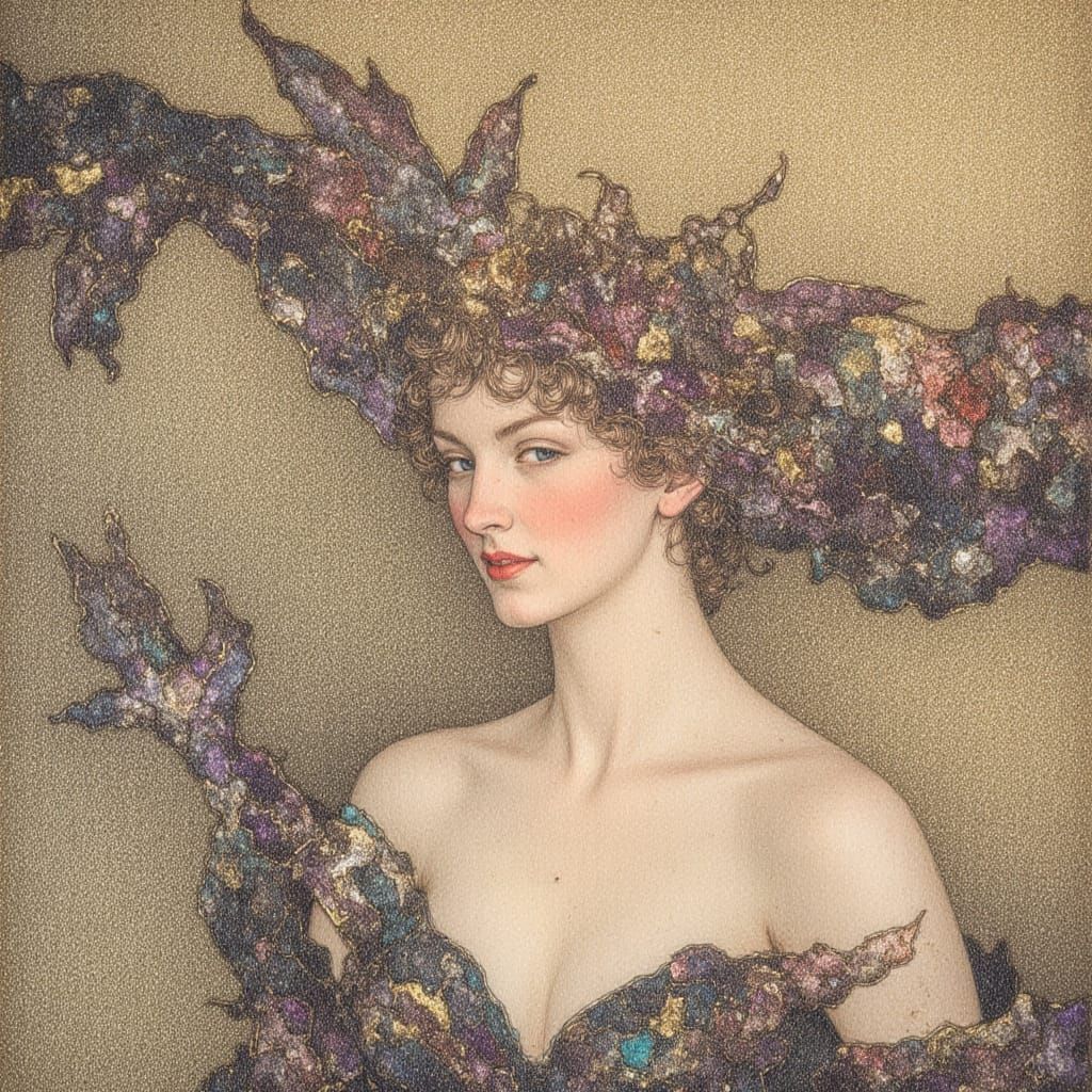 Earth and Scratch Lora Style Abstract Portrait