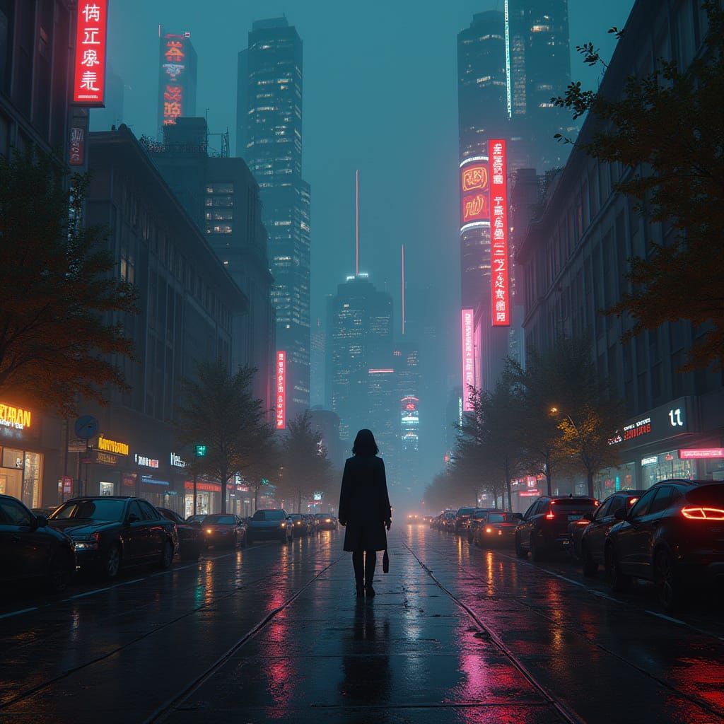 Neo Germany Cityscape in Cyberpunk 2099 Style