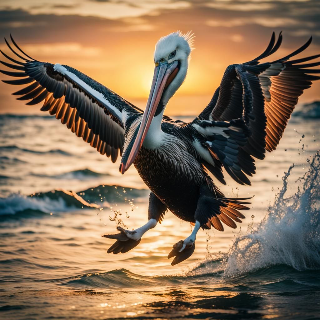 A pelican going after dinner