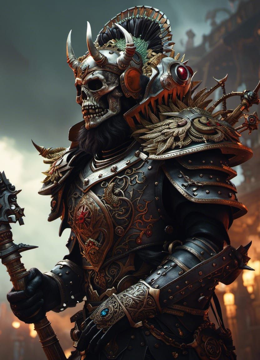 Majestic Zombie King in Bone Armor Portrait