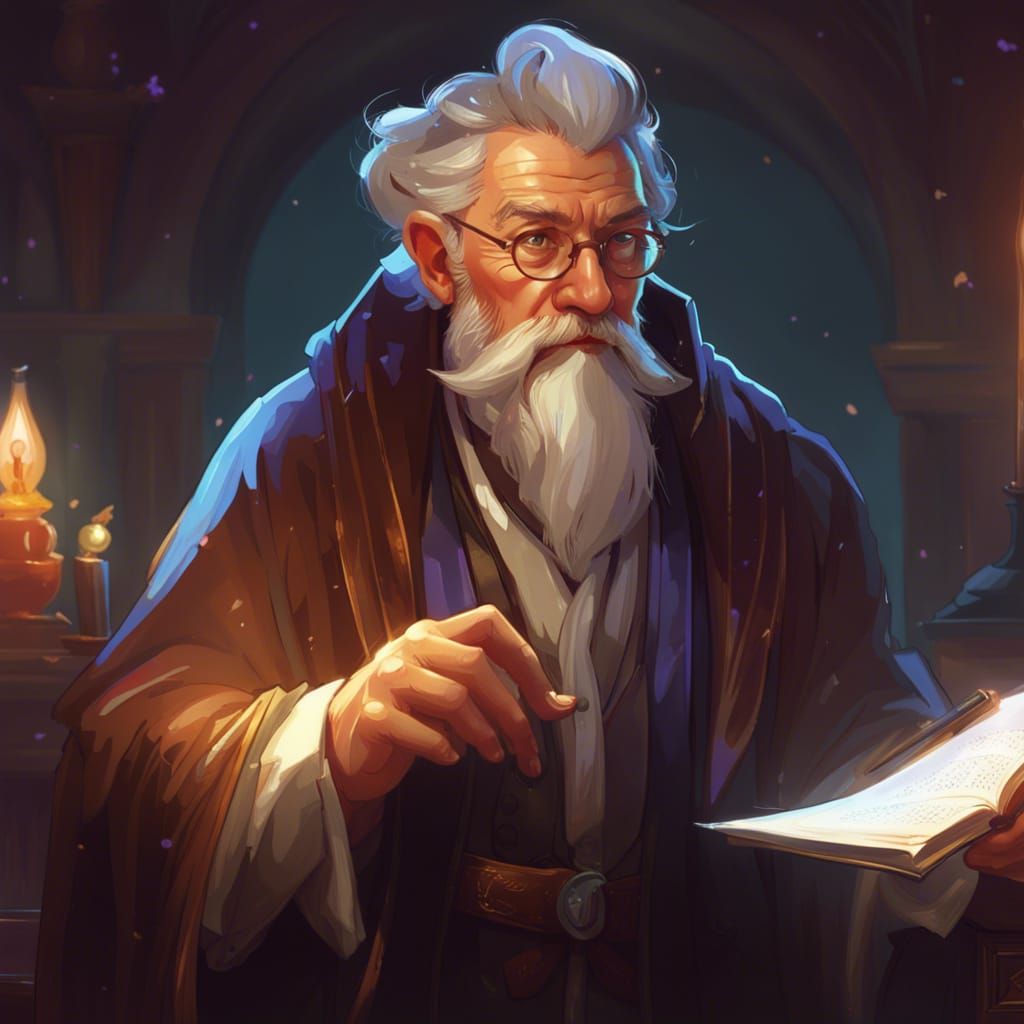 Victorian Wizard Professor Teaching Students: Digital Art