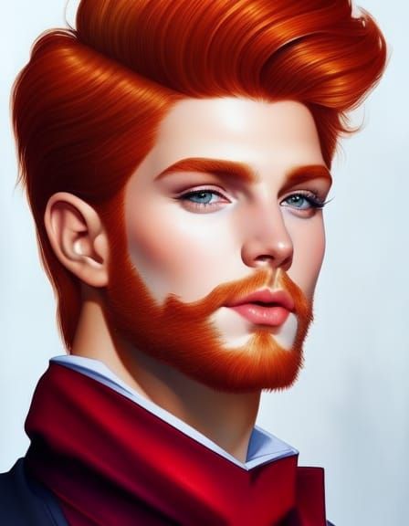 Hyperrealistic Portrait of Redhead Man in Retro Style