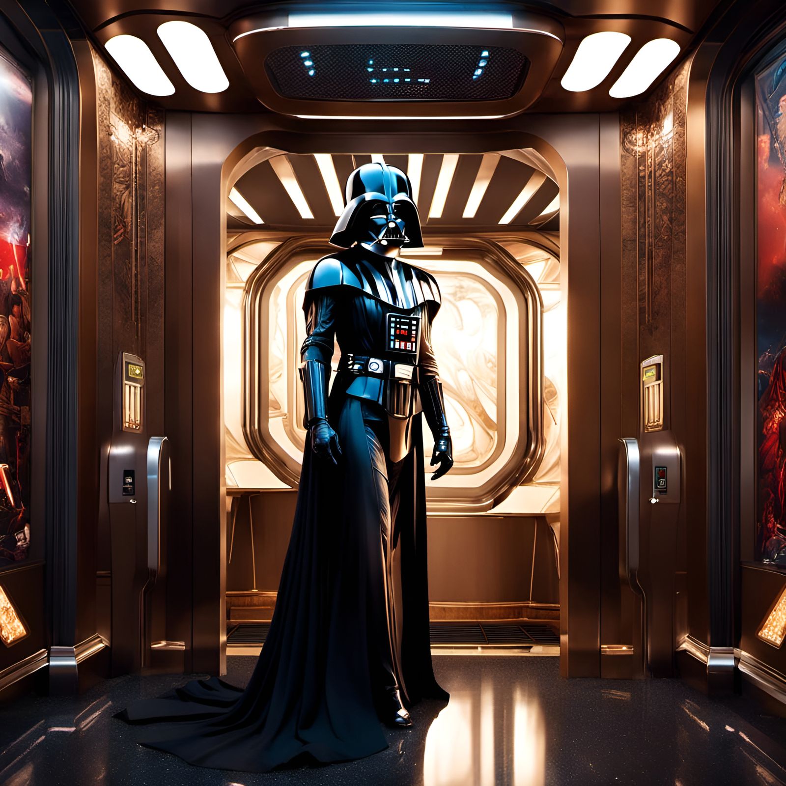 Glamorous Darth Vader Portrait in an Elevator