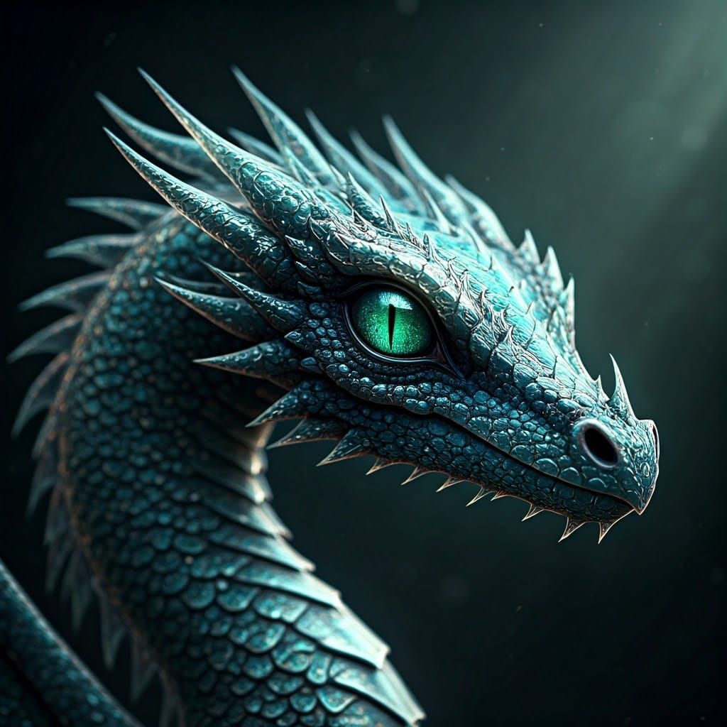 Emerald Dragon in Hyperrealistic Detail