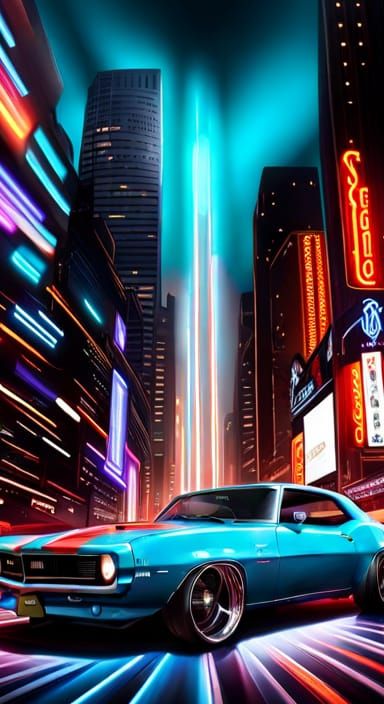 1969 Z28 Camaro in Cyberpunk Sci-Fi Style