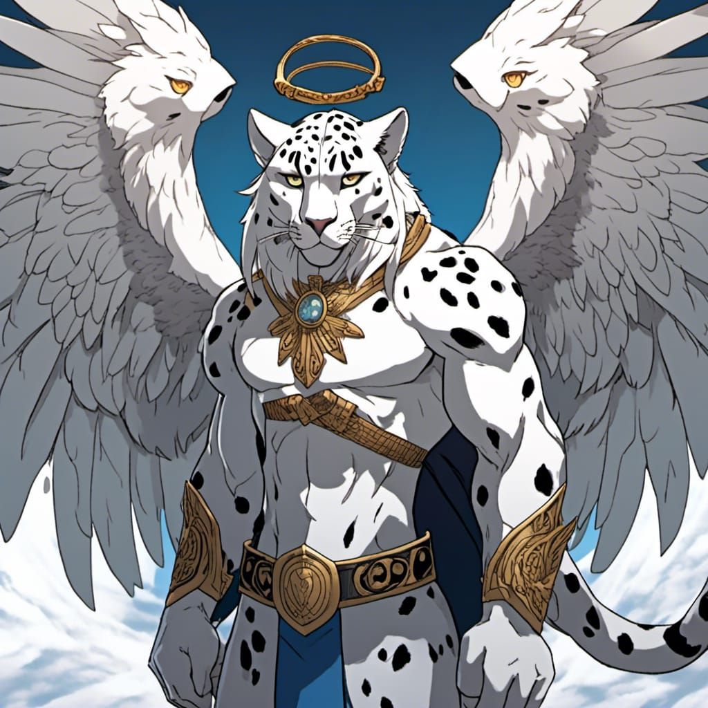 Anthropomorphic Snow Leopard Angel Concept Art