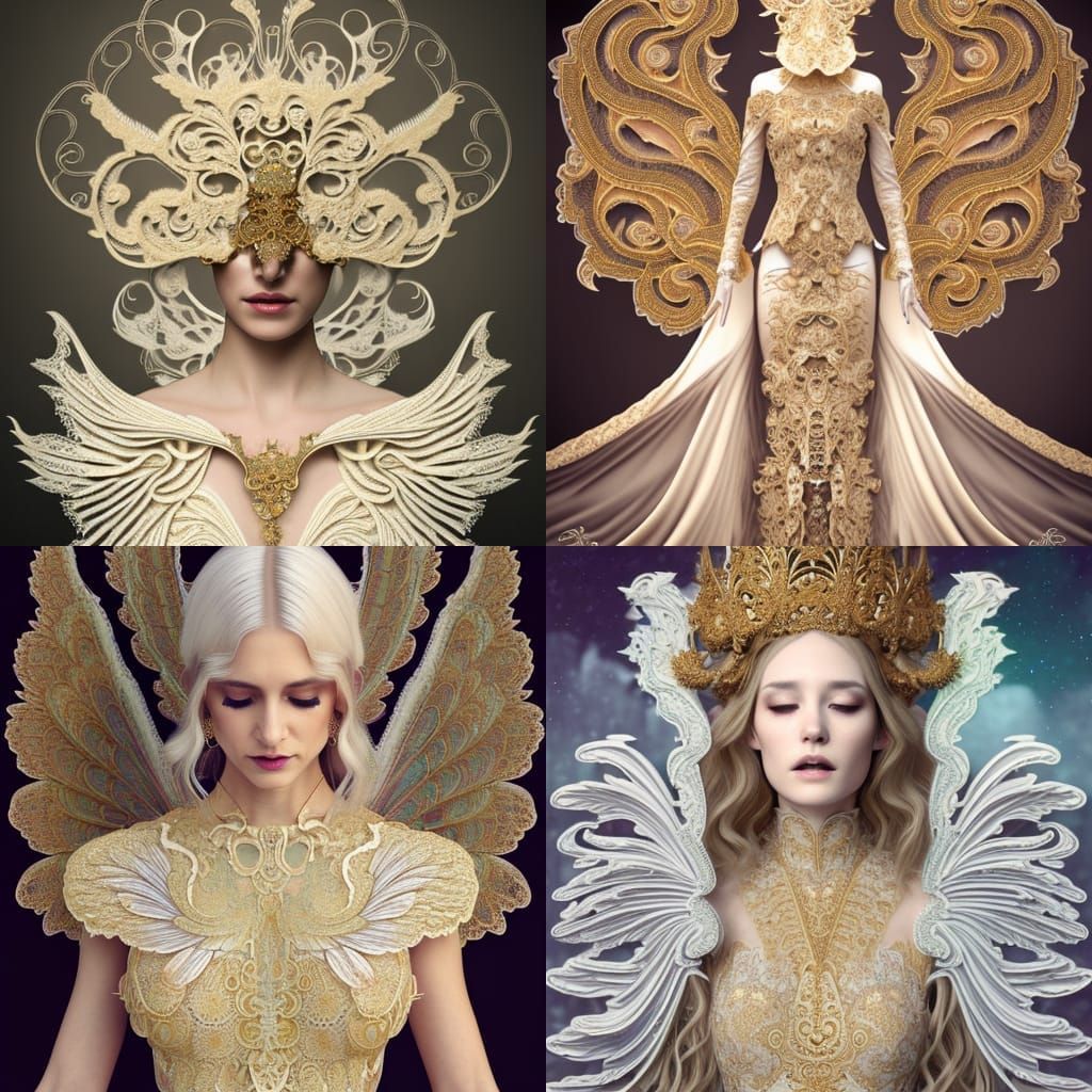 Hyperdetailed Ivory King Mask with Rococo Dress