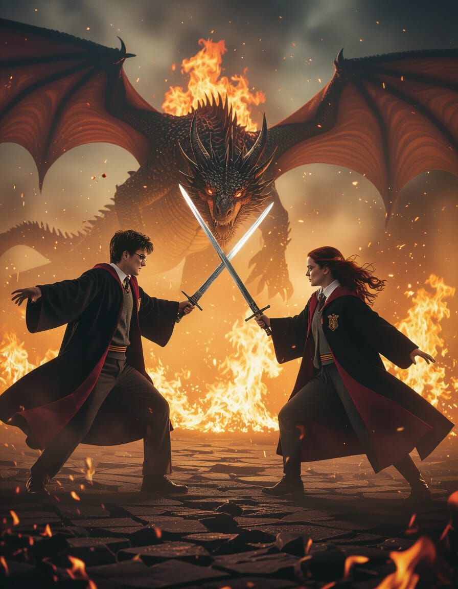 Fiery Dragon Battle: A Cinematic Fantasy Scene