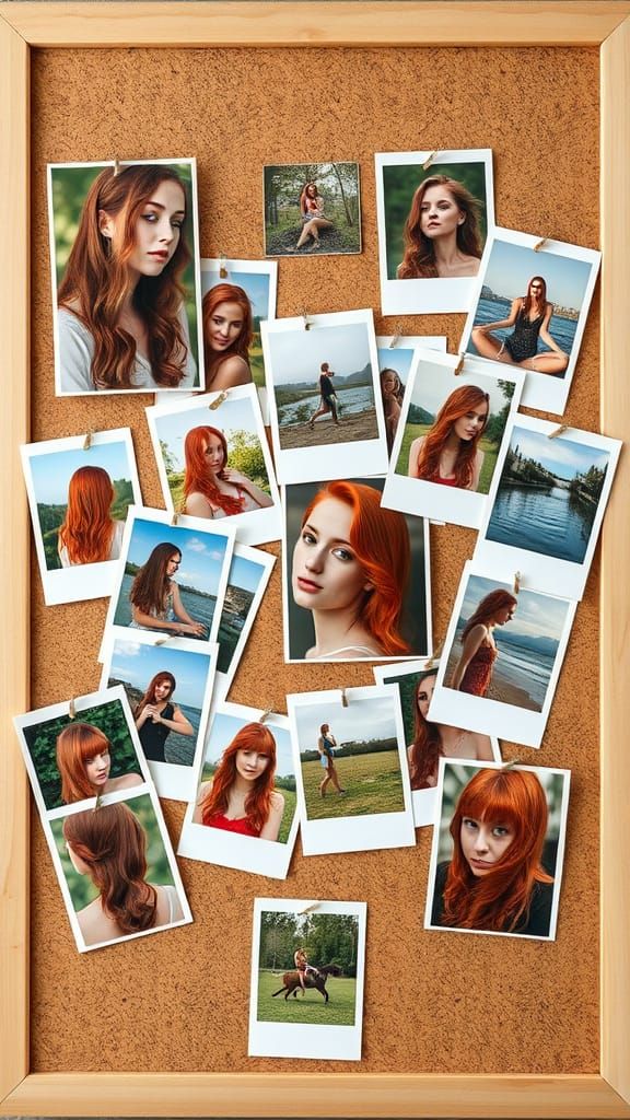 Redhead Portraits on a Disheveled Corkboard