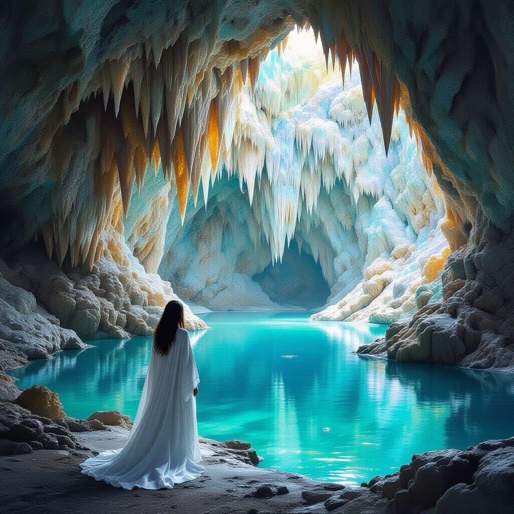 Subterranean Lake with Crystalline Formations