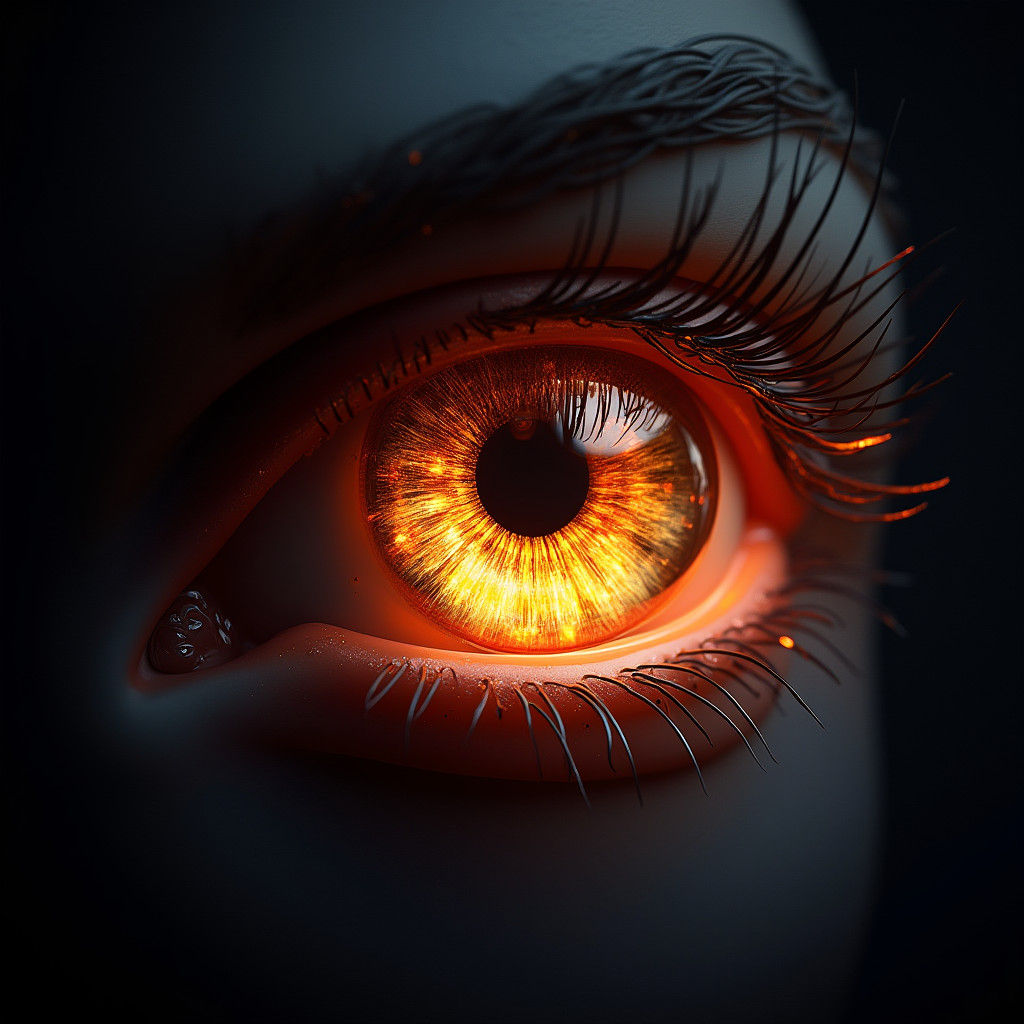 Fiery Eye in 3D with Black Background