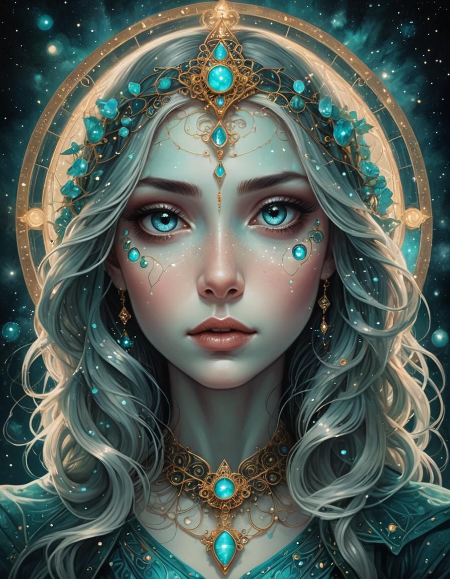 Illuminati Eye with Constellation in Bioluminescent Galaxy