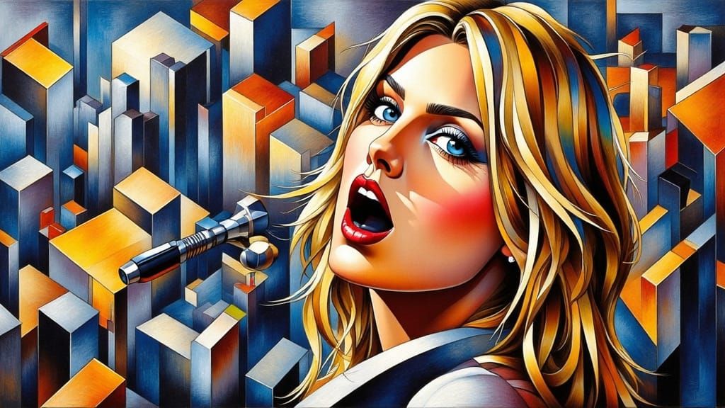 Cubist Portrait of a Joyful Music Icon