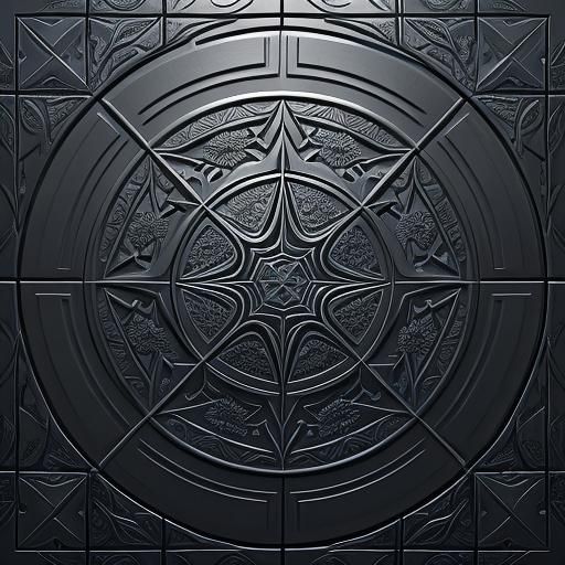 Geometric Leaf Pattern on Tile in Matte Style