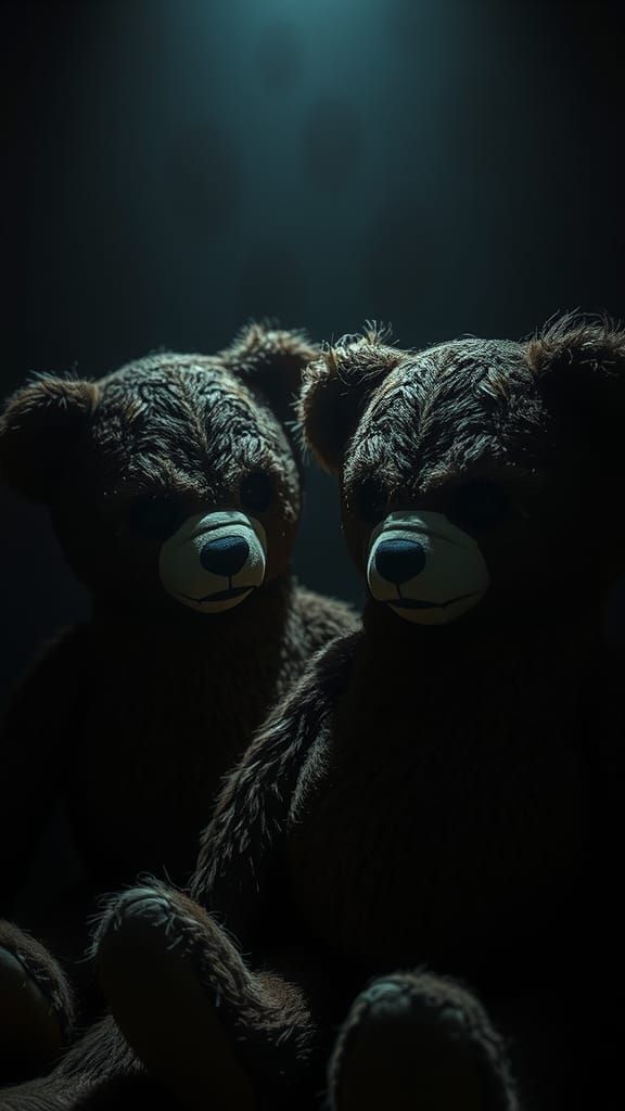 Sinister Teddy Bears in Dark Cinematic Horror