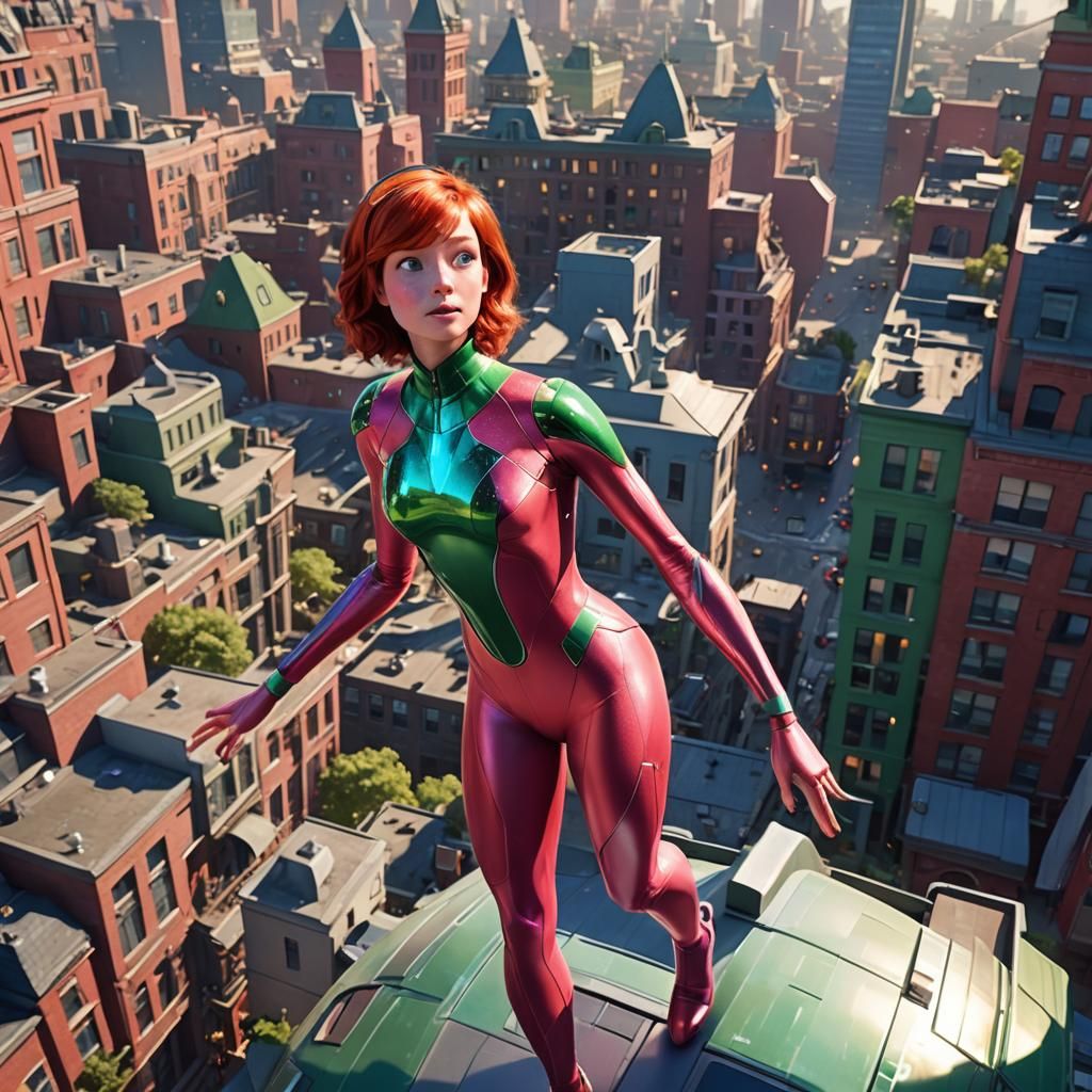 Alien Girl Lands on Earth: 3D Digital Art