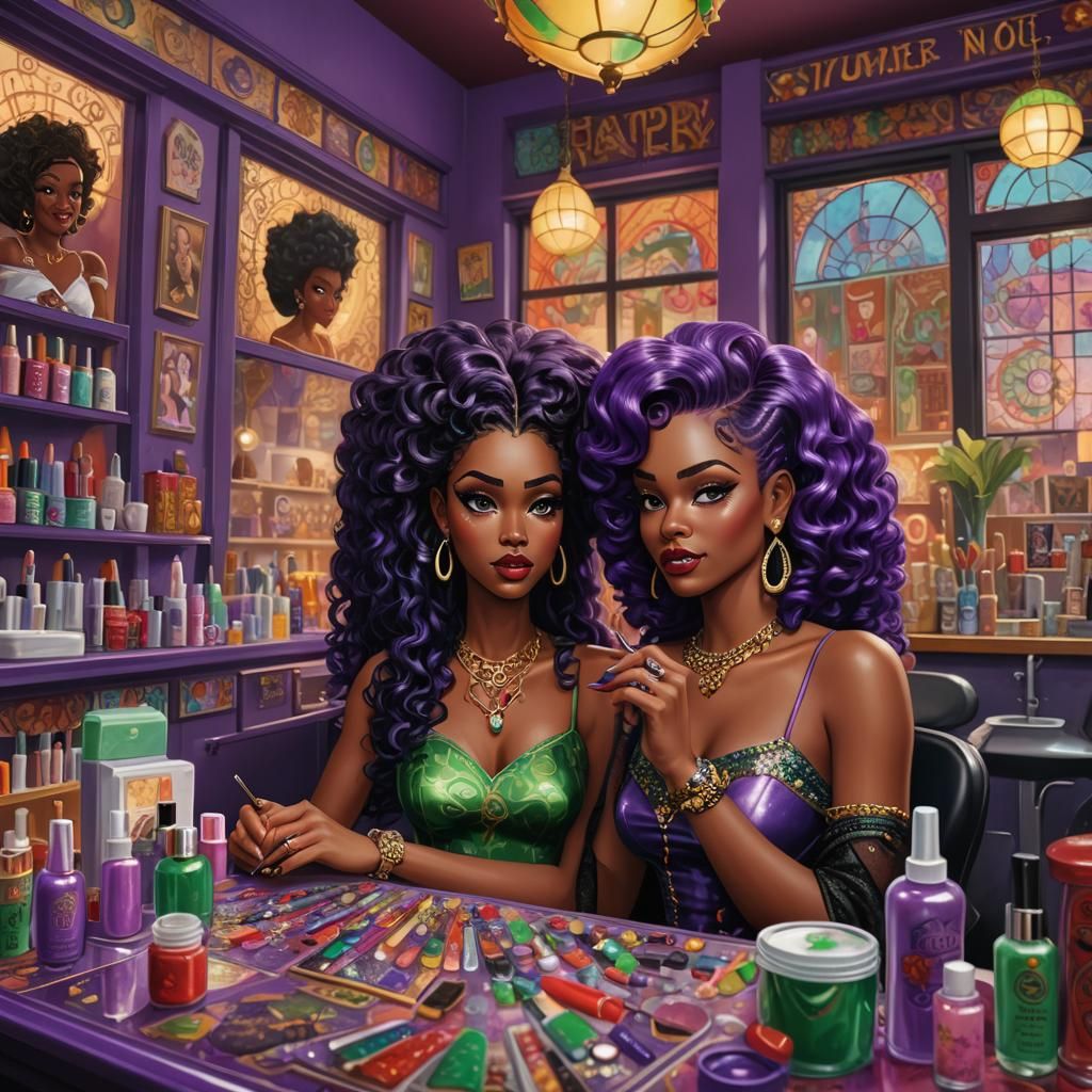 Ms Liz and Betty Boop at the Nail Salon