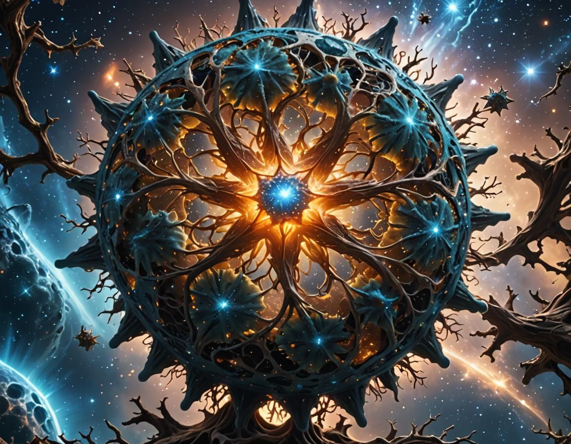 Pulsating Amoeba Star Energy Diffusion: Digital Matte Painti...