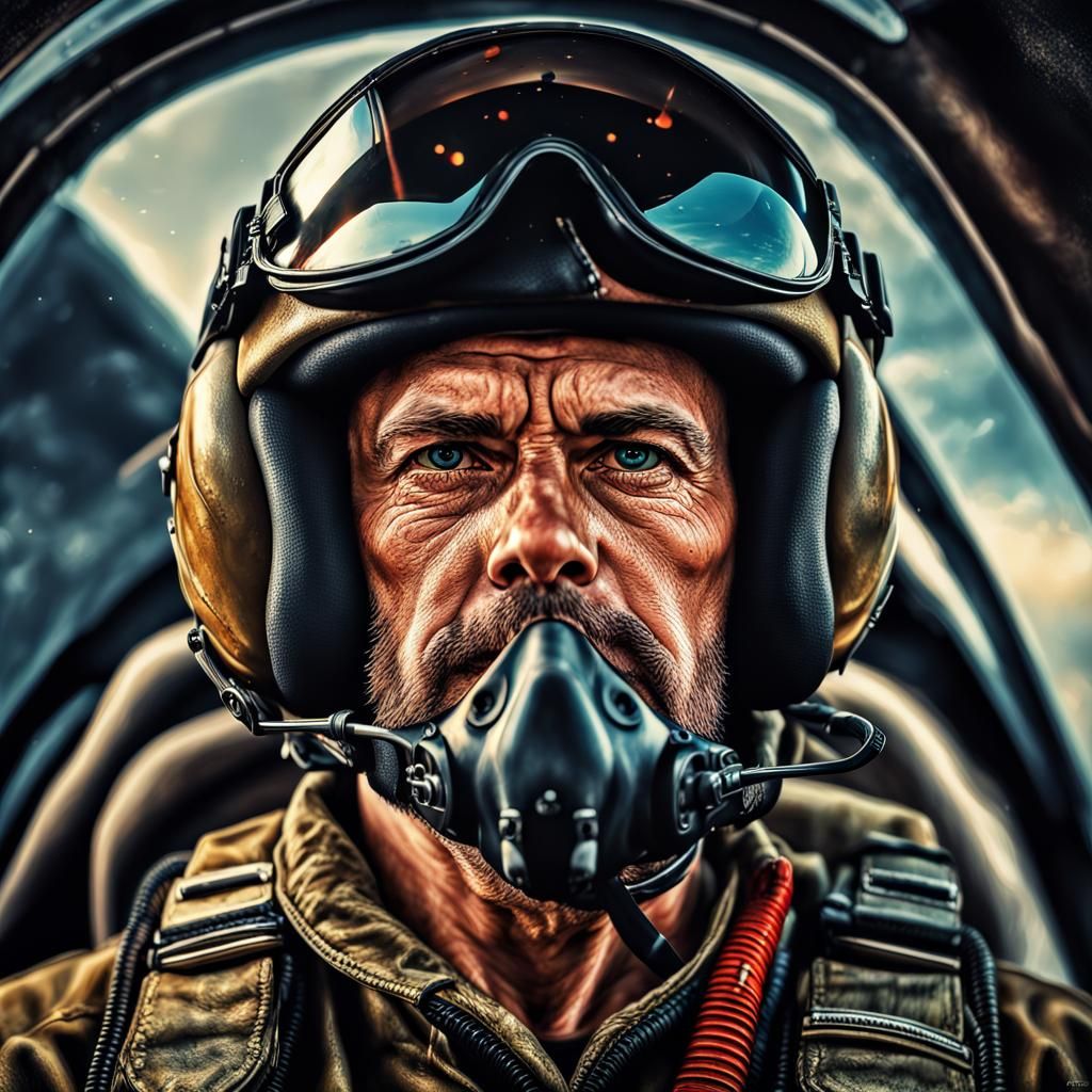 Hyperrealistic Fighter Pilot Portrait in HDR