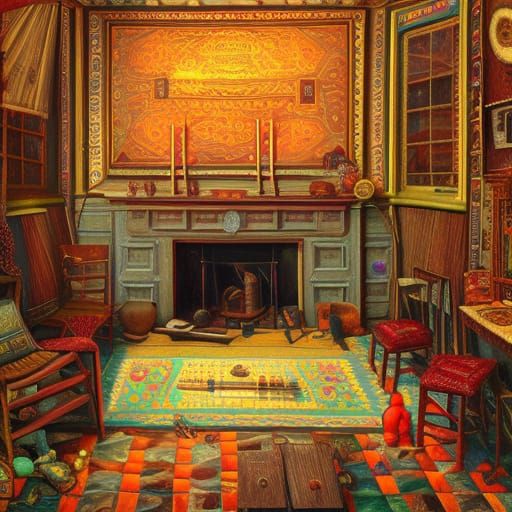 Victorian Tenement Interior as Photorealistic Oil Painting