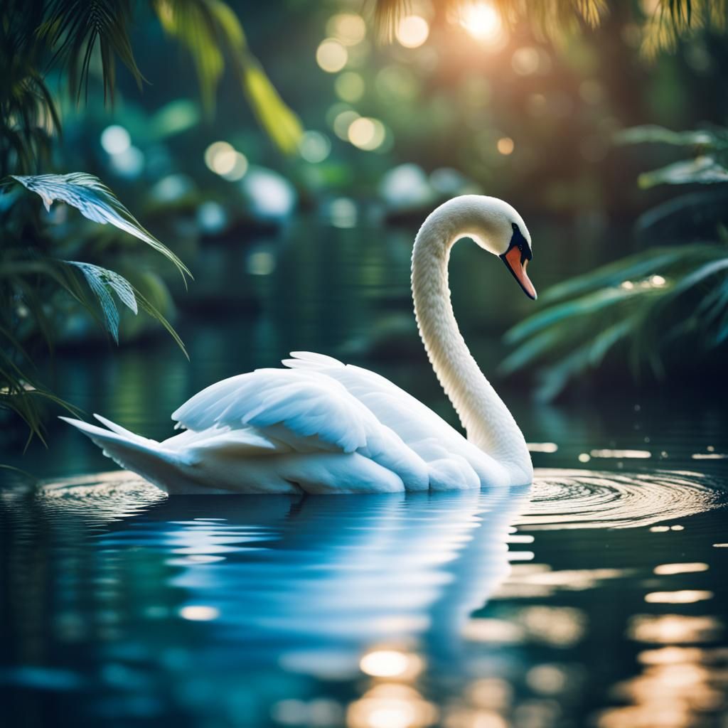 White Swan in Jungle: Professional Photography