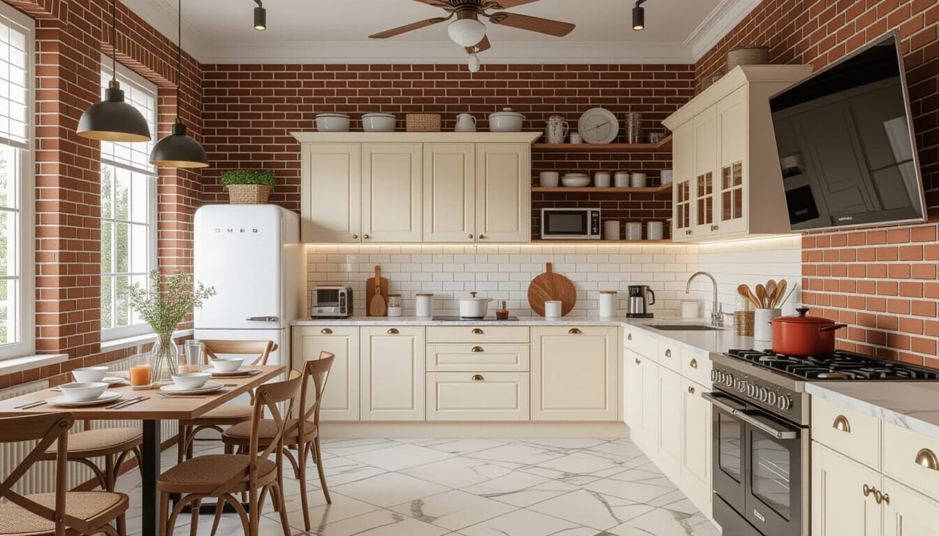 Vibrant Victorian Kitchen with Modern Appliances