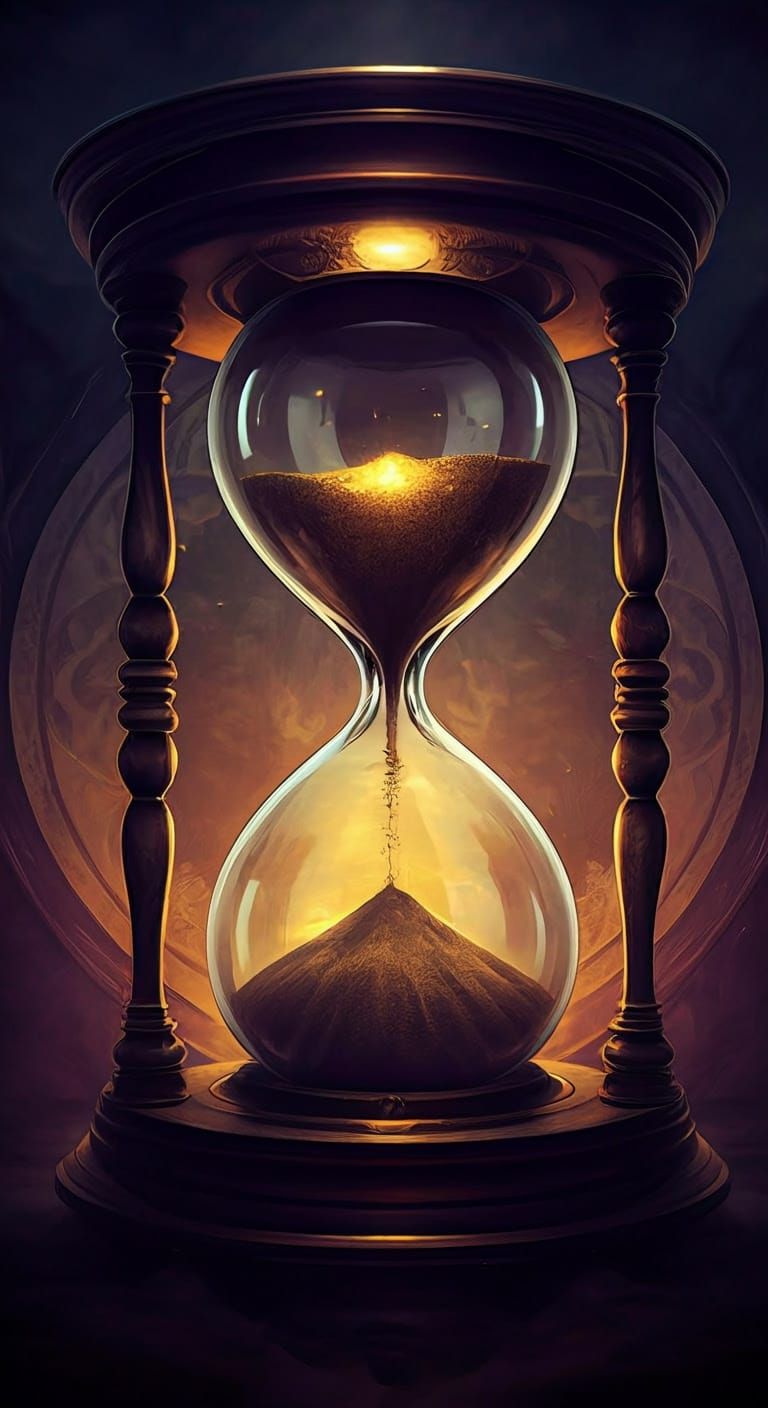 A Melancholic Hourglass of Time's Fleeting Nature in Dark Fa...