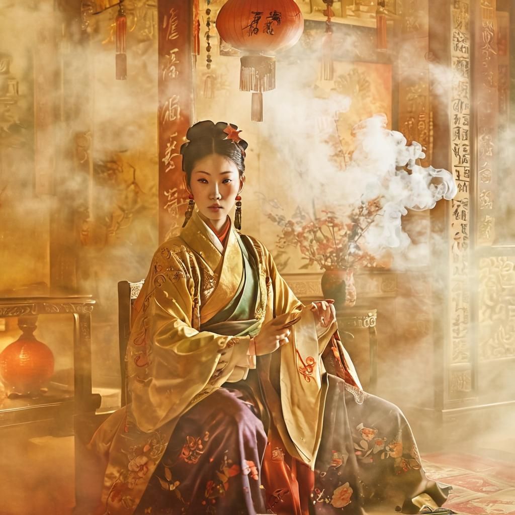 Chinese Triad Boss Portrait in Retro Asian Style