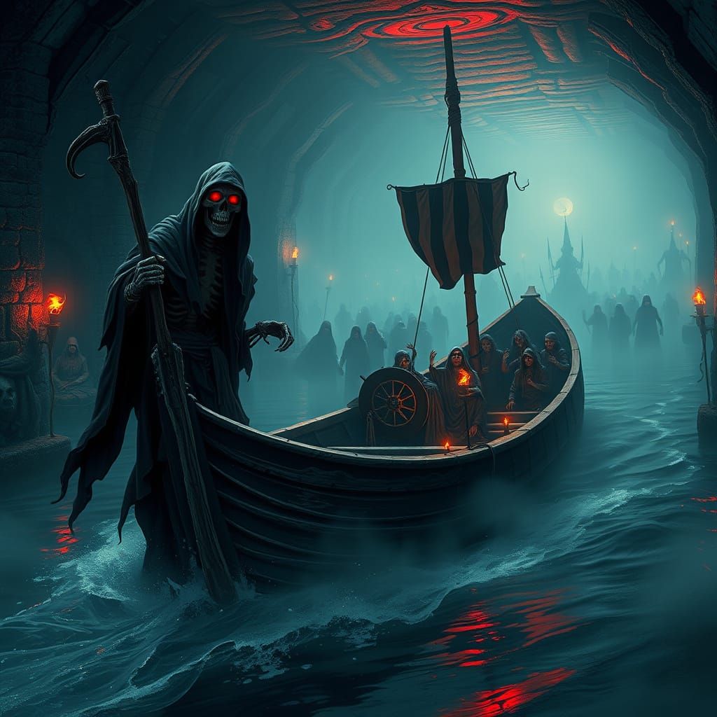 Gothic Fantasy Figure on the River Styx