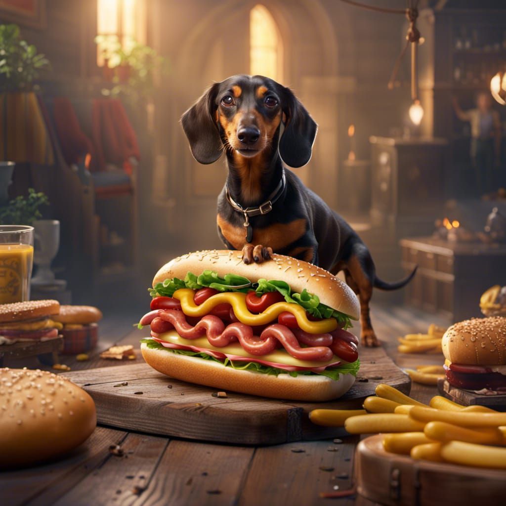 Dachshund Hot Dog Sandwich: Fantasy Concept Art