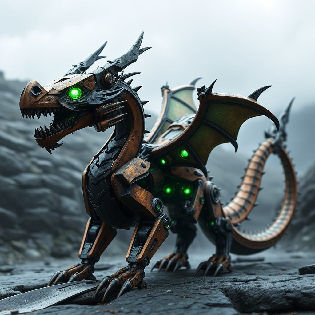 Mechanical Dragon in Matte Painting Style