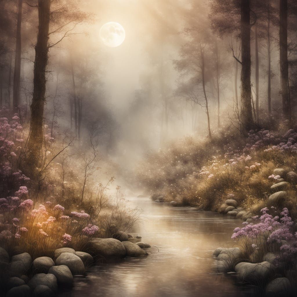 Dreamlike Watercolour of a Small Dream in Forest