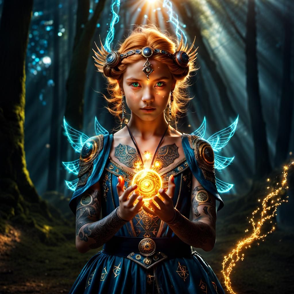 Magical Mage Unleashes Energy Attack: Photorealistic Digital...