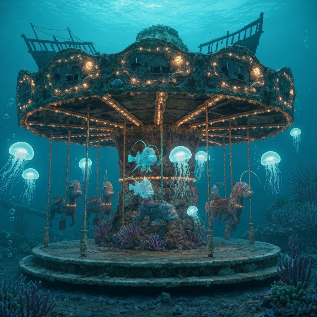 Bioluminescent Deep-Sea Carousel in Coral Reef
