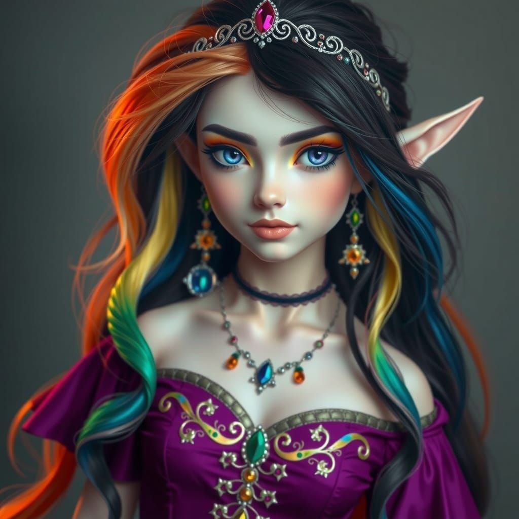 Enchanted Ballroom Elf in Rainbow Attire