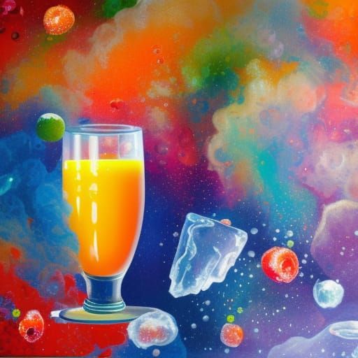 Refreshing Orange Juice with Cosmic Ice Cubes