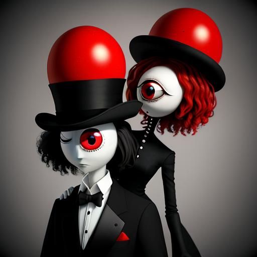 Surreal Eyeball Character in Burtonesque Style