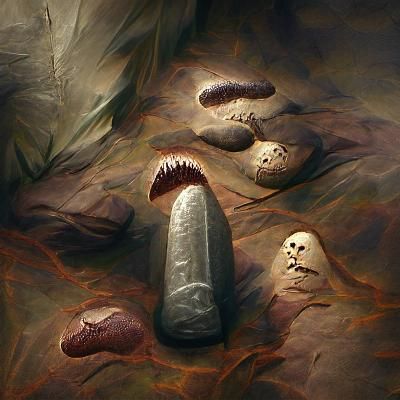 Sinister Fossilized Remains in Dark Fantasy Style