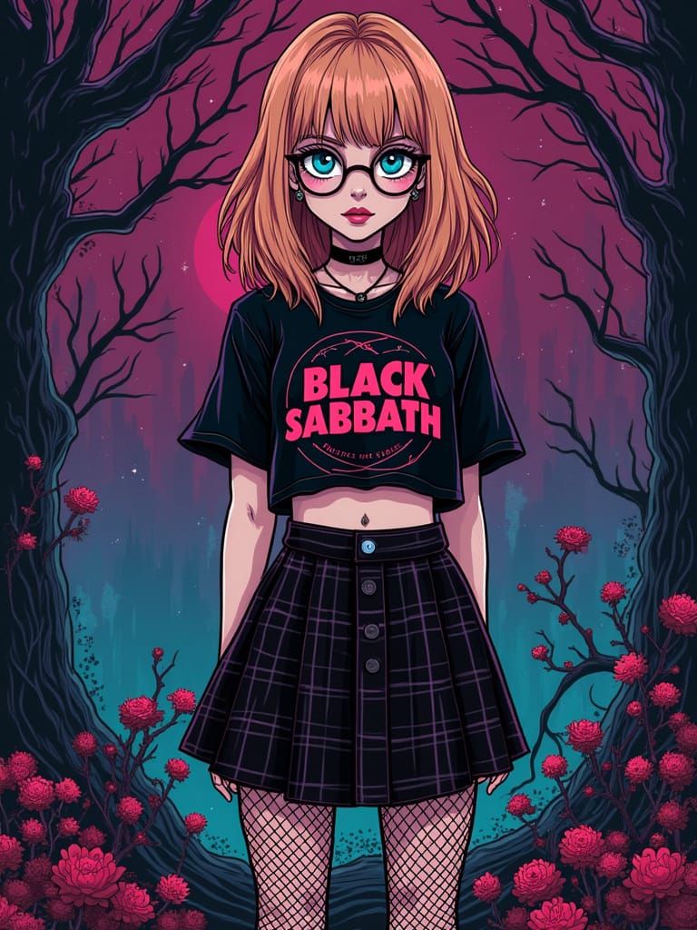 Goth Latina with Blood Blond Hair in Art Nouveau Style