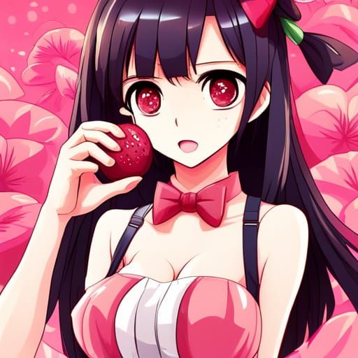 Cute Pink Watermelon Logo for Food Instagram, Anime Style