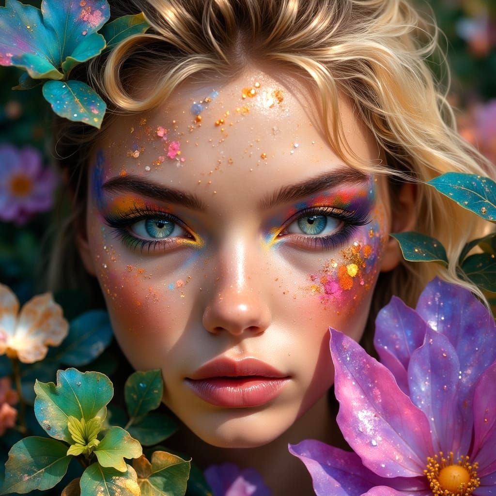 Surreal Goddess in Vibrant Bloom