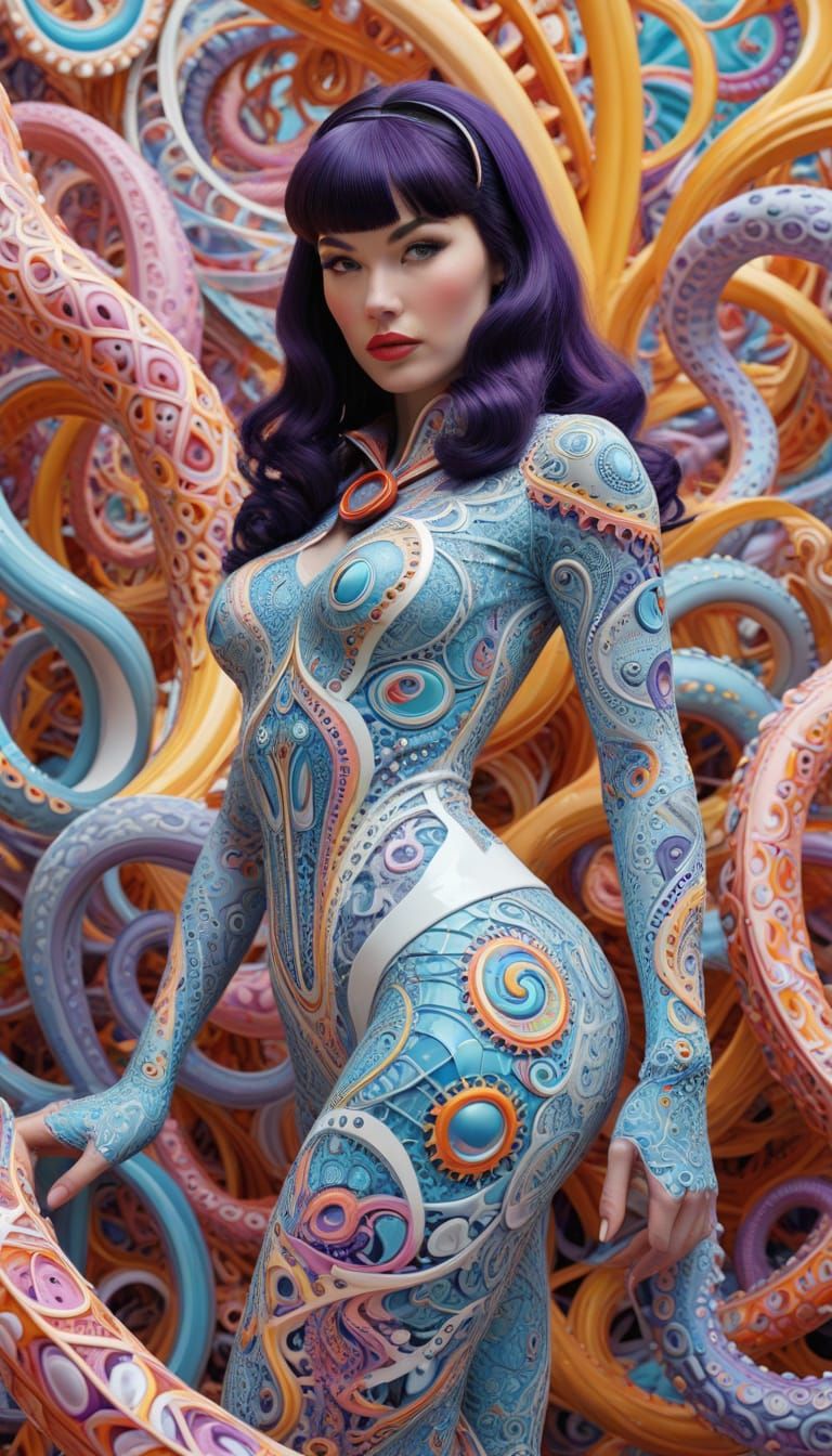 Bettie Page in Psychedelic Fractal Dreamscape